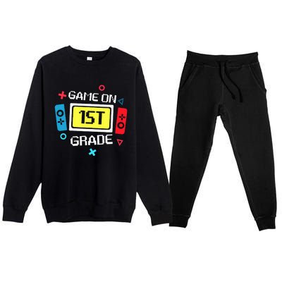 Video Game On 1st Grade Cool Team First Back To School Premium Crewneck Sweatsuit Set