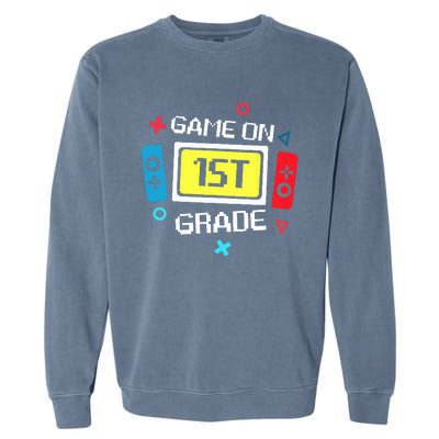 Video Game On 1st Grade Cool Team First Back To School Garment-Dyed Sweatshirt