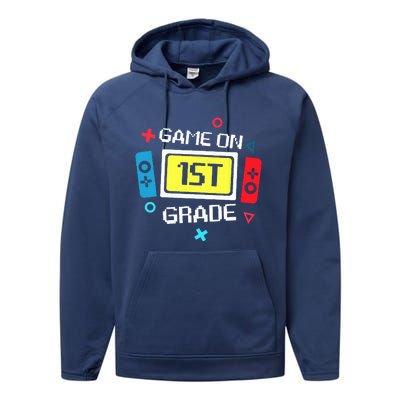 Video Game On 1st Grade Cool Team First Back To School Performance Fleece Hoodie