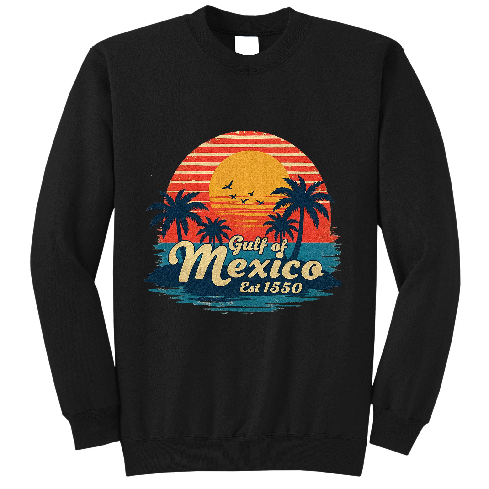 Vintage Gulf Of Mexico Sunset Beach Palm Trees Retro Sweatshirt