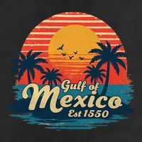 Vintage Gulf Of Mexico Sunset Beach Palm Trees Retro Beanie