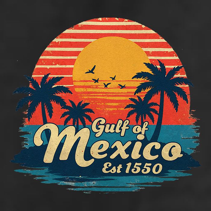 Vintage Gulf Of Mexico Sunset Beach Palm Trees Retro Beanie