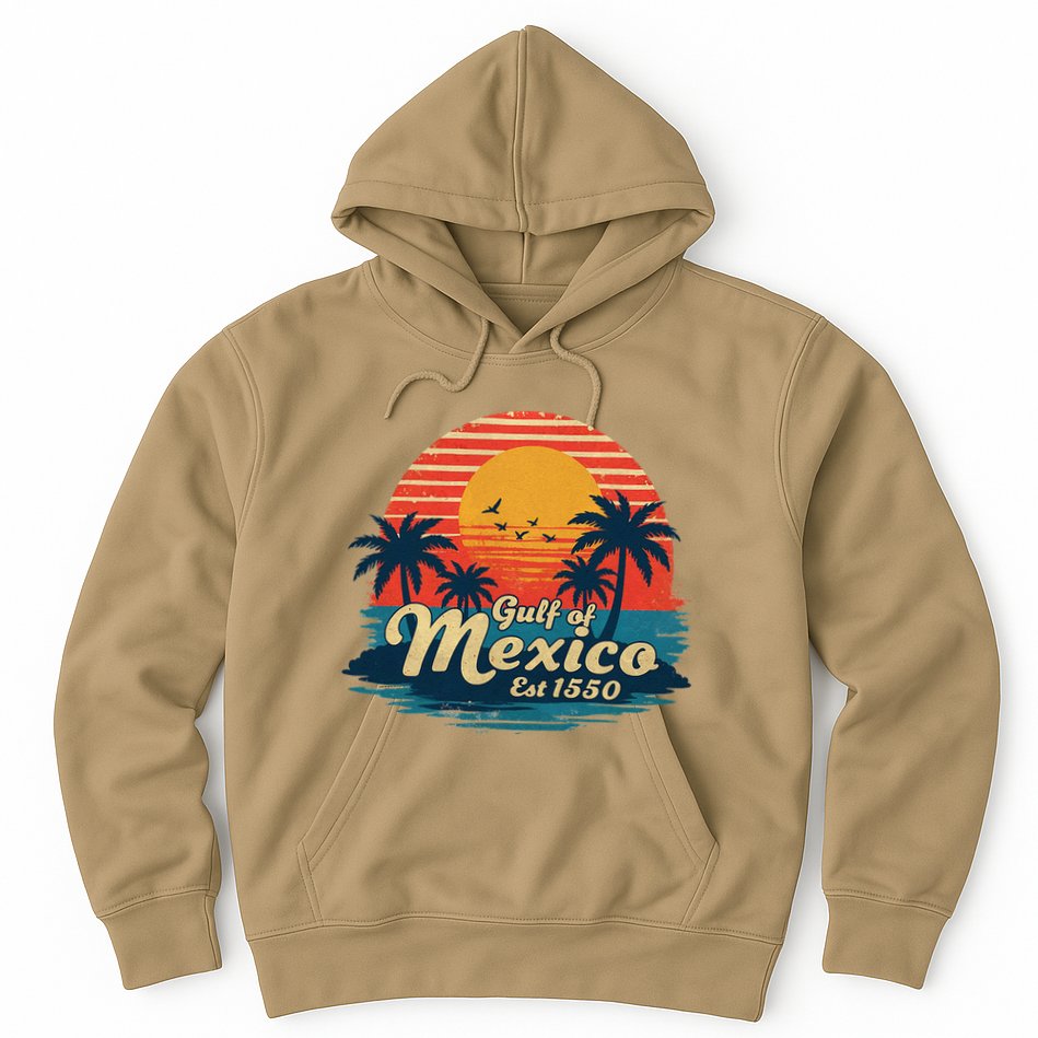 Vintage Gulf Of Mexico Sunset Beach Palm Trees Retro Hoodie