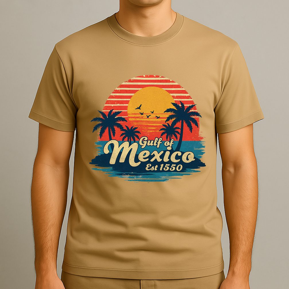Vintage Gulf Of Mexico Sunset Beach Palm Trees Retro T-Shirt