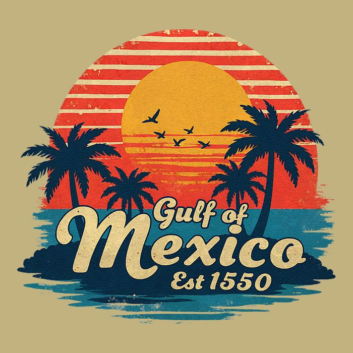 Vintage Gulf Of Mexico Sunset Beach Palm Trees Retro T-Shirt