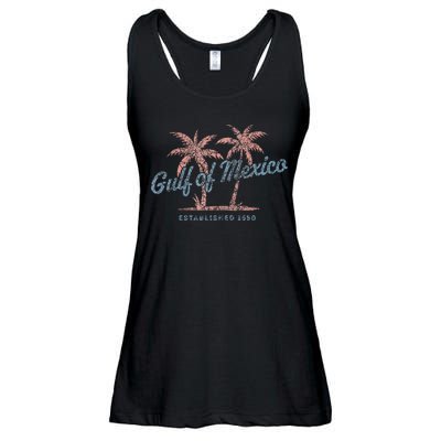 Vintage Gulf of Mexico Souvenir Palm Trees Retro Vacation Ladies Essential Flowy Tank