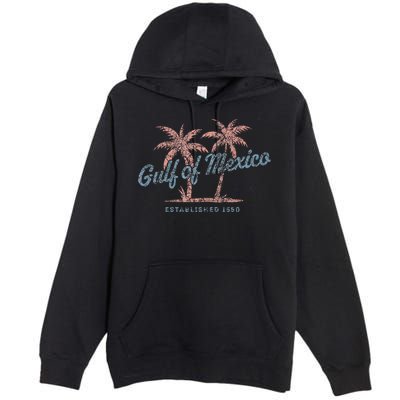 Vintage Gulf of Mexico Souvenir Palm Trees Retro Vacation Premium Pullover Hoodie