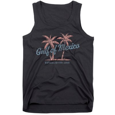 Vintage Gulf of Mexico Souvenir Palm Trees Retro Vacation Tank Top