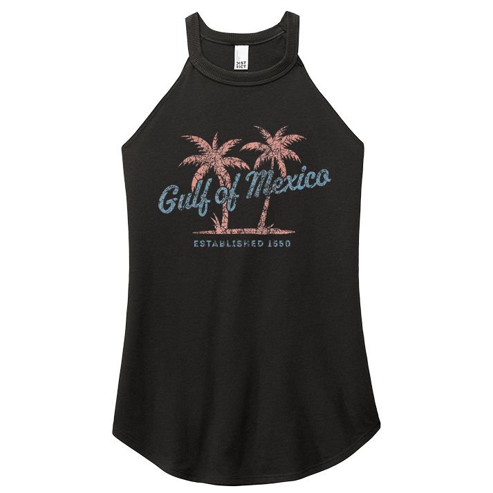 Vintage Gulf of Mexico Souvenir Palm Trees Retro Vacation Women's Perfect Tri Rocker Tank