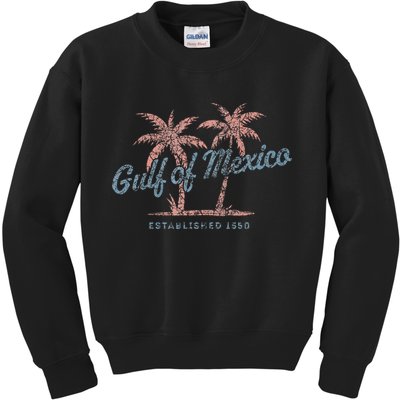 Vintage Gulf of Mexico Souvenir Palm Trees Retro Vacation Kids Sweatshirt