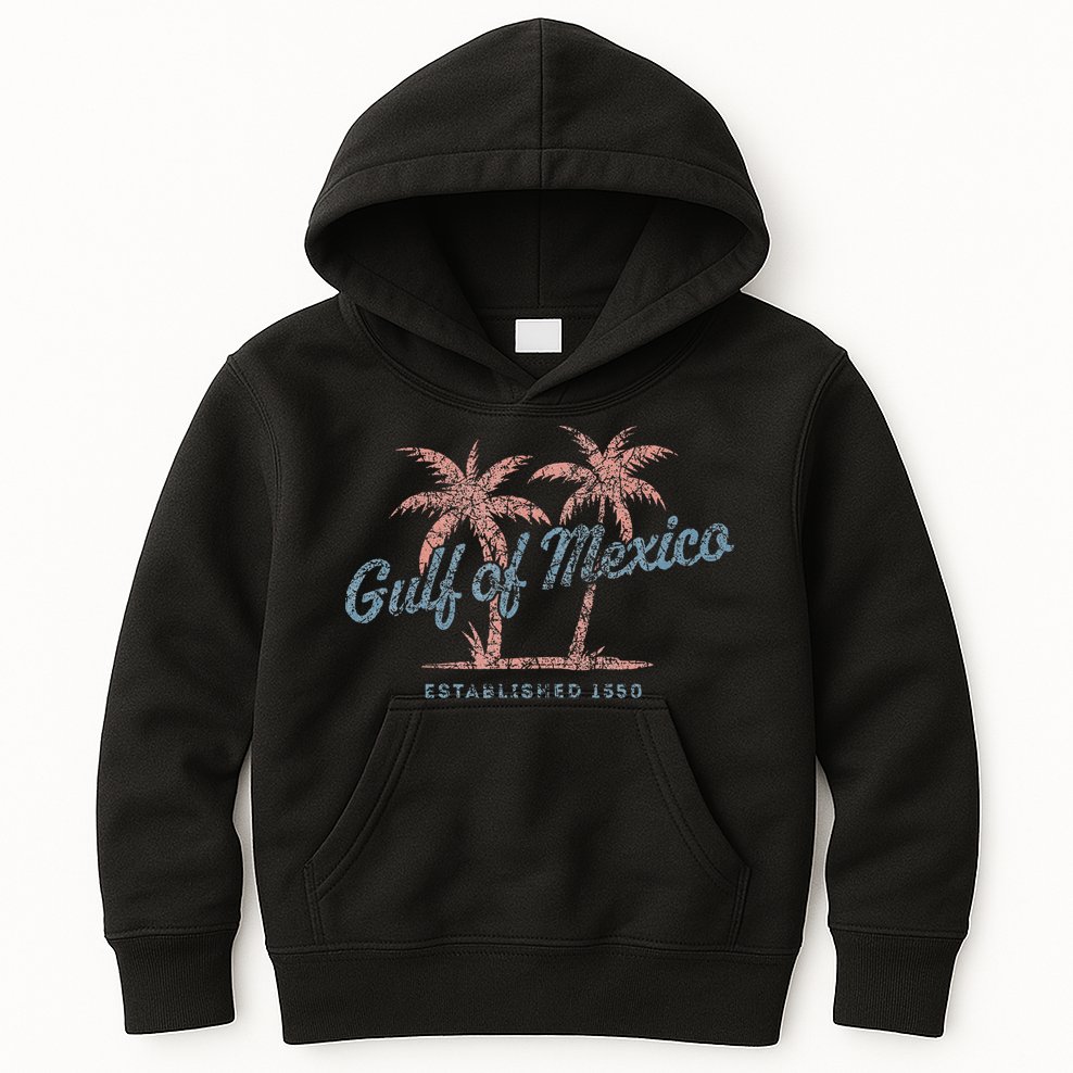 Vintage Gulf of Mexico Souvenir Palm Trees Retro Vacation Kids Hoodie