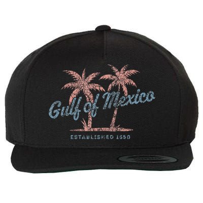 Vintage Gulf of Mexico Souvenir Palm Trees Retro Vacation Wool Snapback Cap