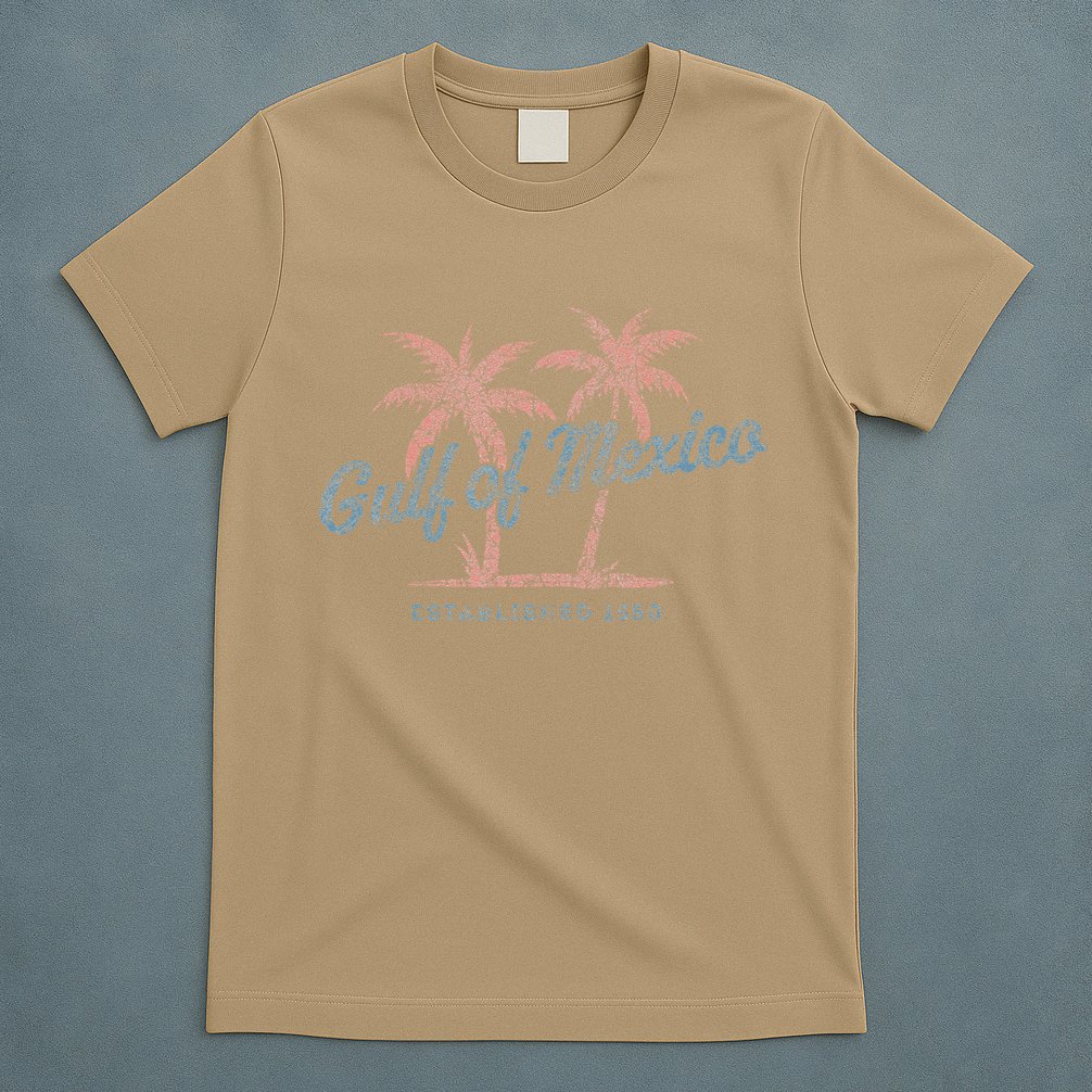 Vintage Gulf of Mexico Souvenir Palm Trees Retro Vacation T-Shirt