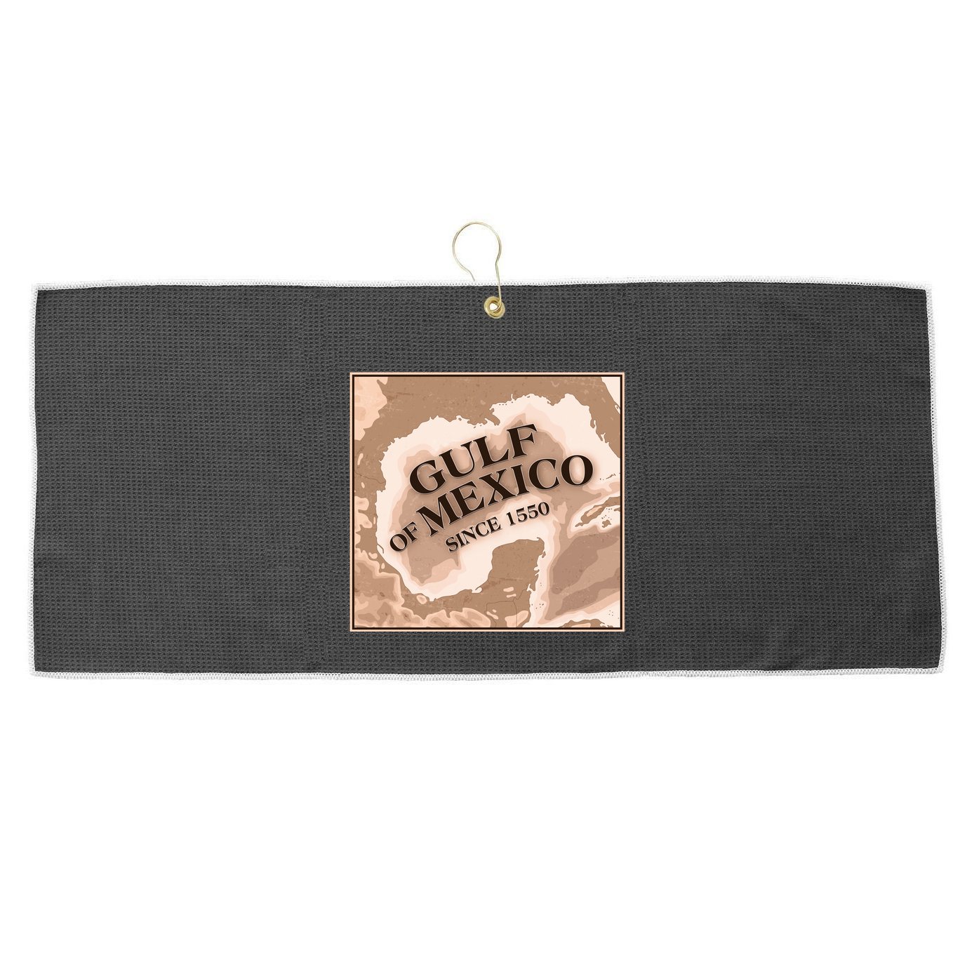 Vintage Gulf Of Mexico Since 1550 Map Large Microfiber Waffle Golf Towel