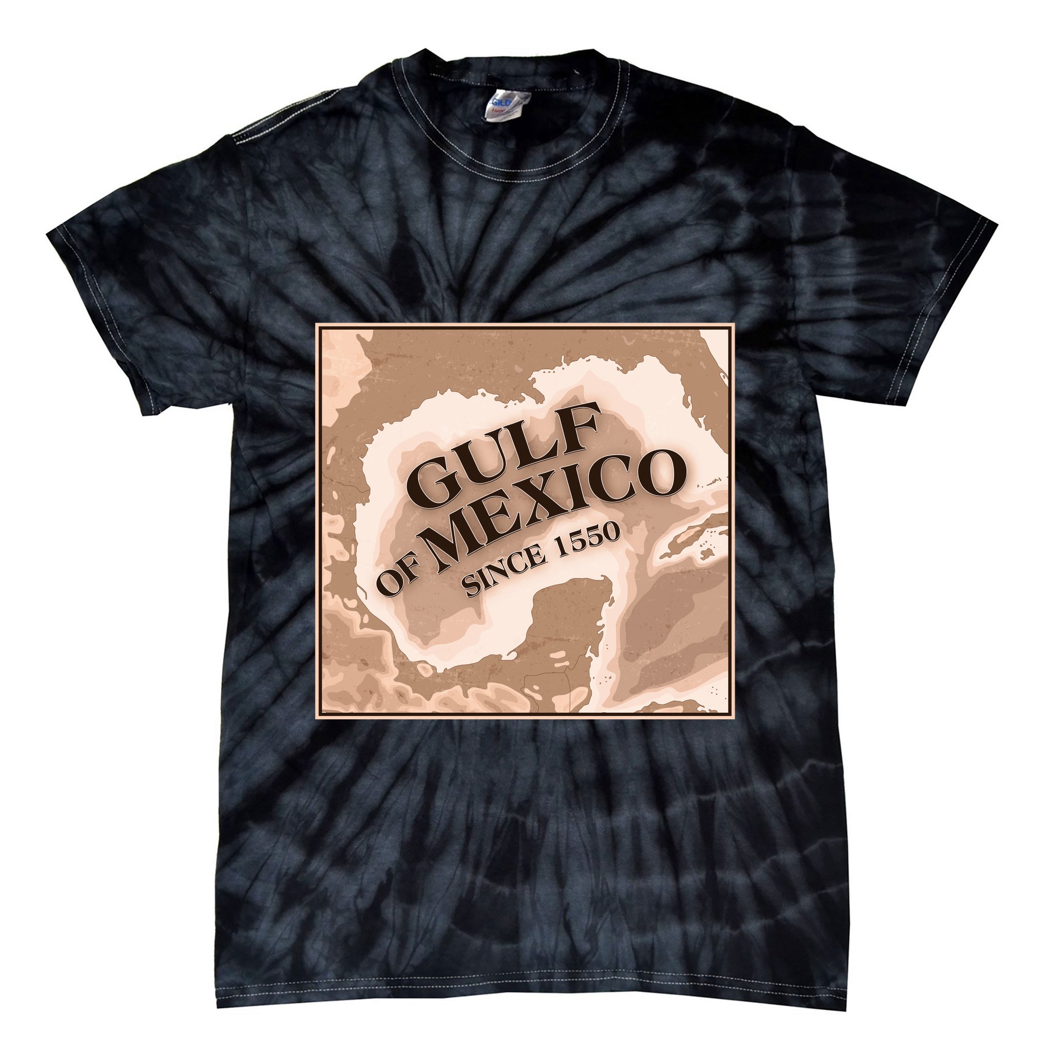 Vintage Gulf Of Mexico Since 1550 Map Tie-Dye T-Shirt