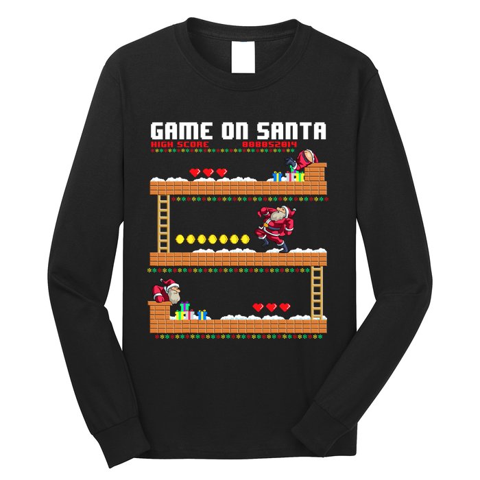 Video Game On Santa Ugly Christmas Gamer Santa Claus Gift Long Sleeve Shirt