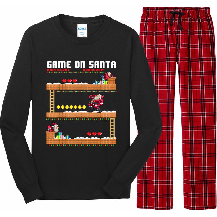 Video Game On Santa Ugly Christmas Gamer Santa Claus Gift Long Sleeve Pajama Set