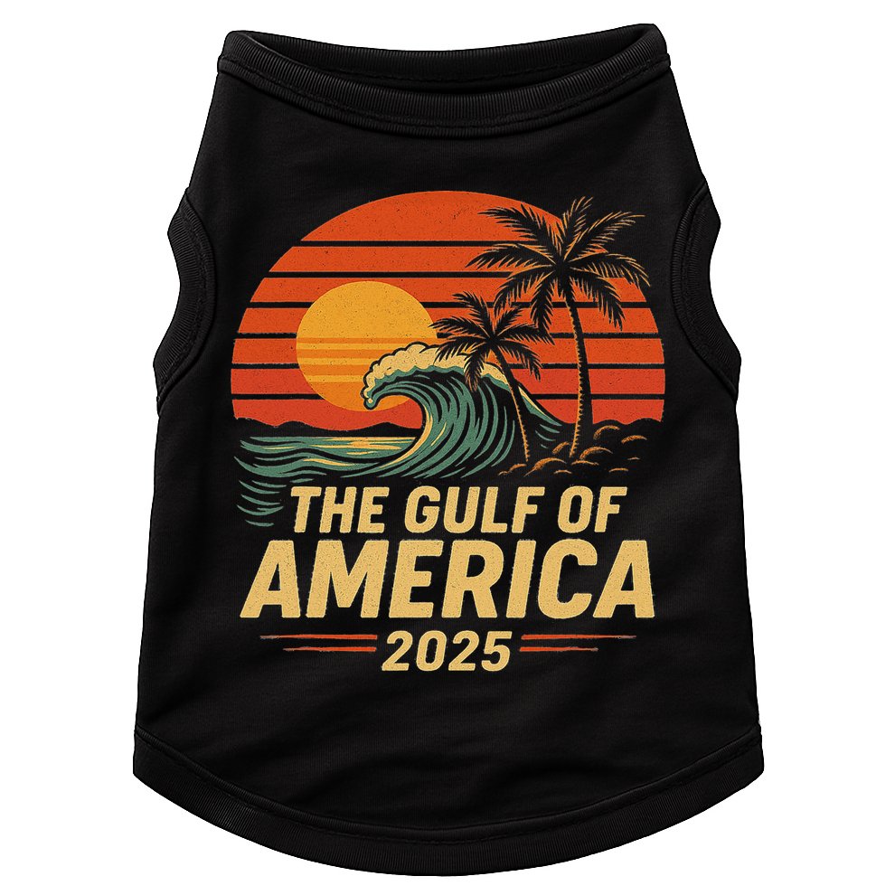 Vintage Gulf Of US America 2025 Retro Sunset USA Beach Doggie Tank