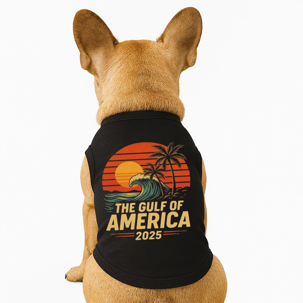 Vintage Gulf Of US America 2025 Retro Sunset USA Beach Doggie Tank