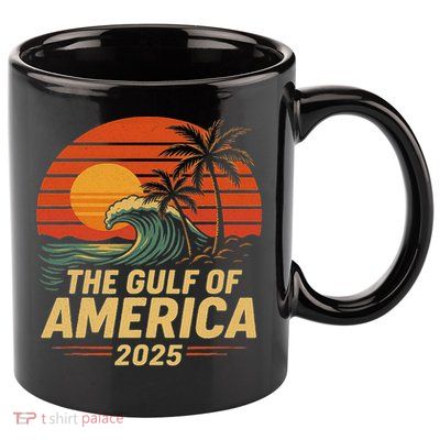 Vintage Gulf Of US America 2025 Retro Sunset USA Beach 11oz C Handle Ceramic Mug