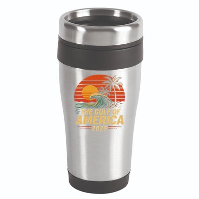 Vintage Gulf Of US America 2025 Retro Sunset USA Beach 16oz Travel Tumbler