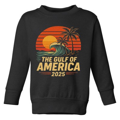 Vintage Gulf Of US America 2025 Retro Sunset USA Beach Toddler Sweatshirt
