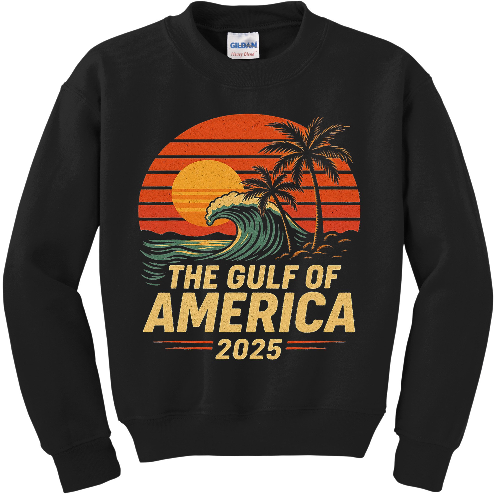 Vintage Gulf Of US America 2025 Retro Sunset USA Beach Kids Sweatshirt