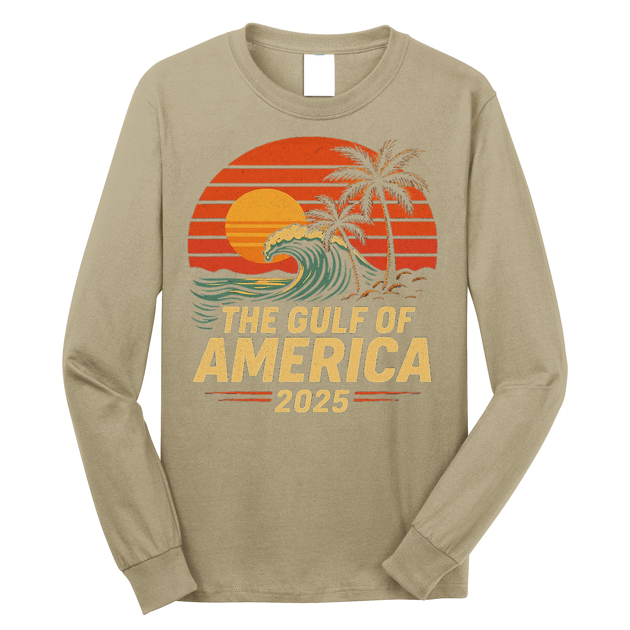 Vintage Gulf Of US America 2025 Retro Sunset USA Beach Long Sleeve Shirt