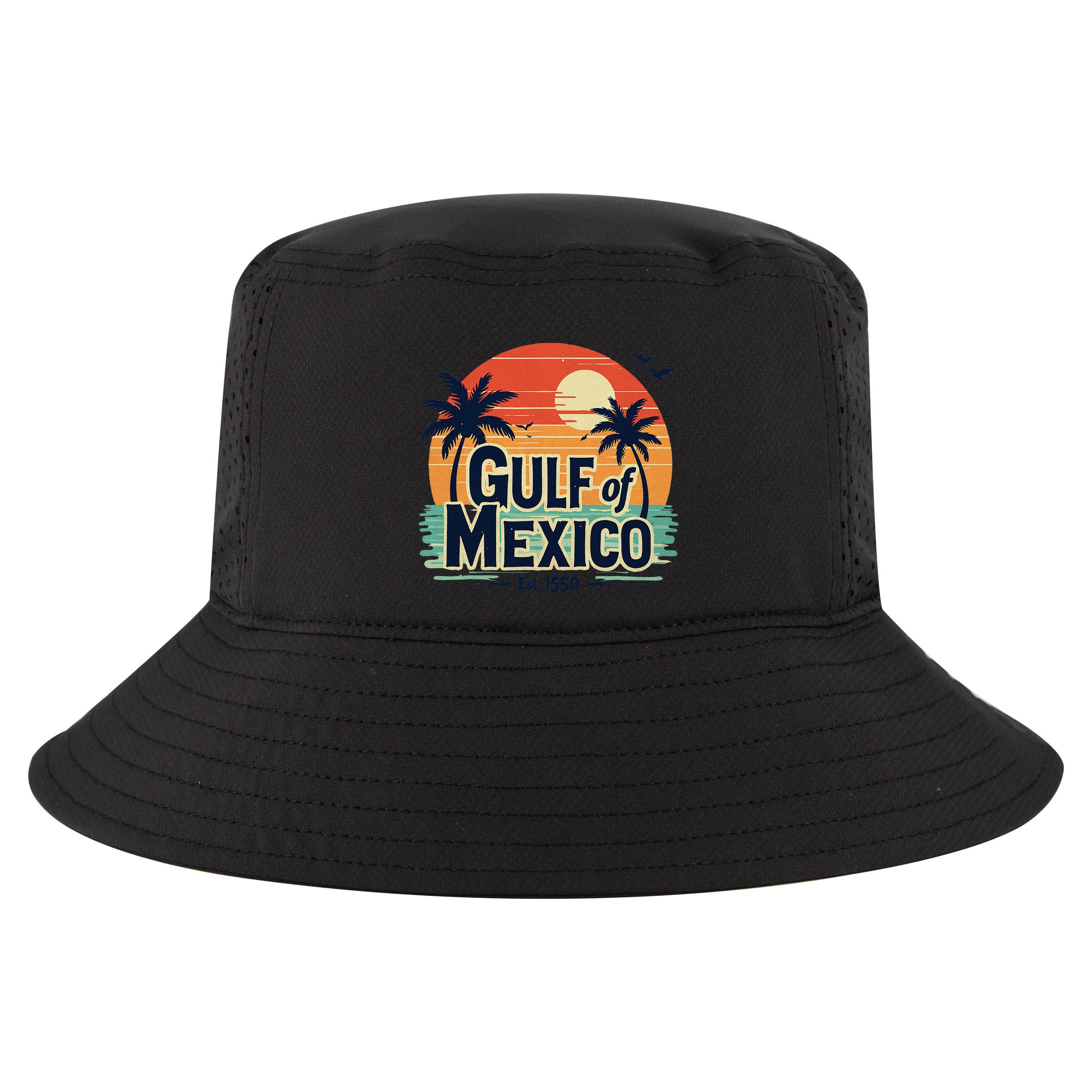 Vintage Gulf Of Mexico Palm Trees Ocean Sunset Coastal Retro Cool Comfort Performance Bucket Hat