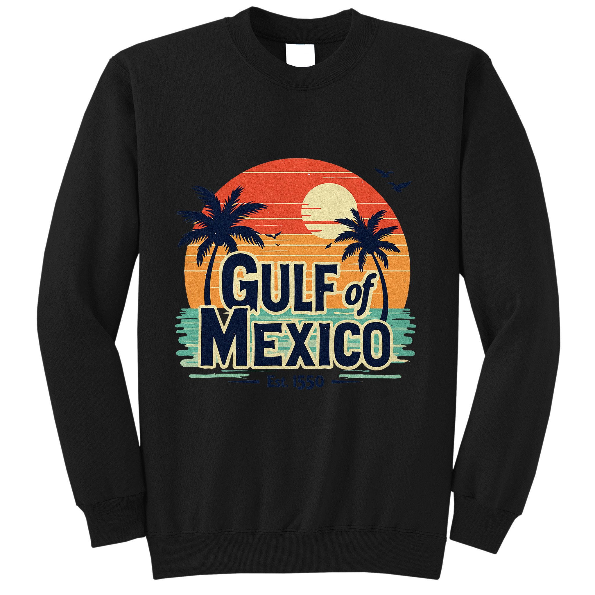 Vintage Gulf Of Mexico Palm Trees Ocean Sunset Coastal Retro Sweatshirt