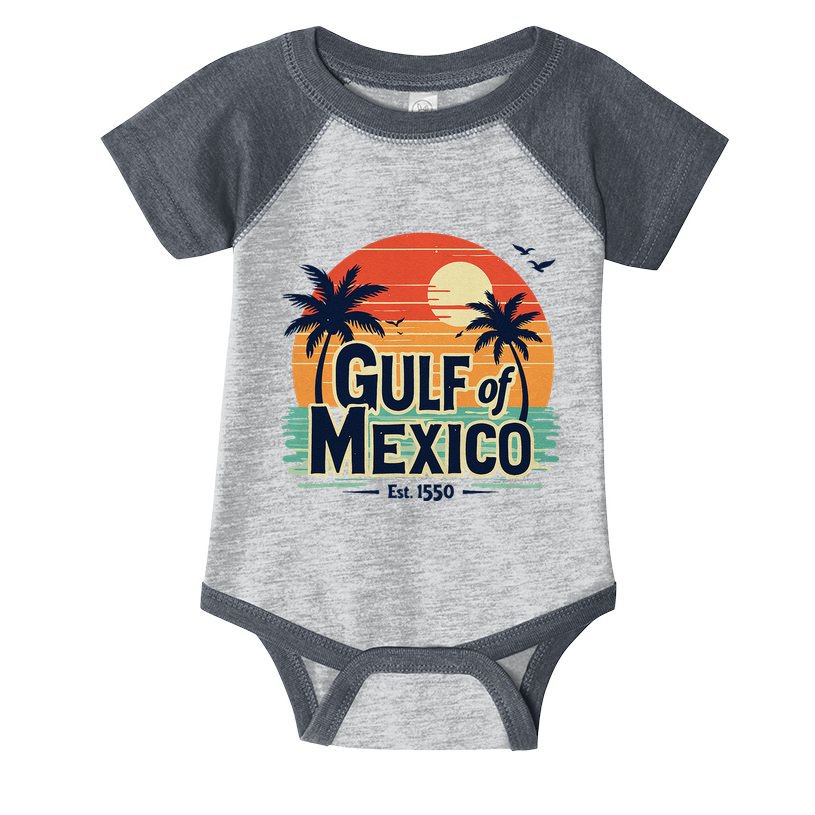 Vintage Gulf Of Mexico Palm Trees Ocean Sunset Coastal Retro Infant Baby Jersey Bodysuit