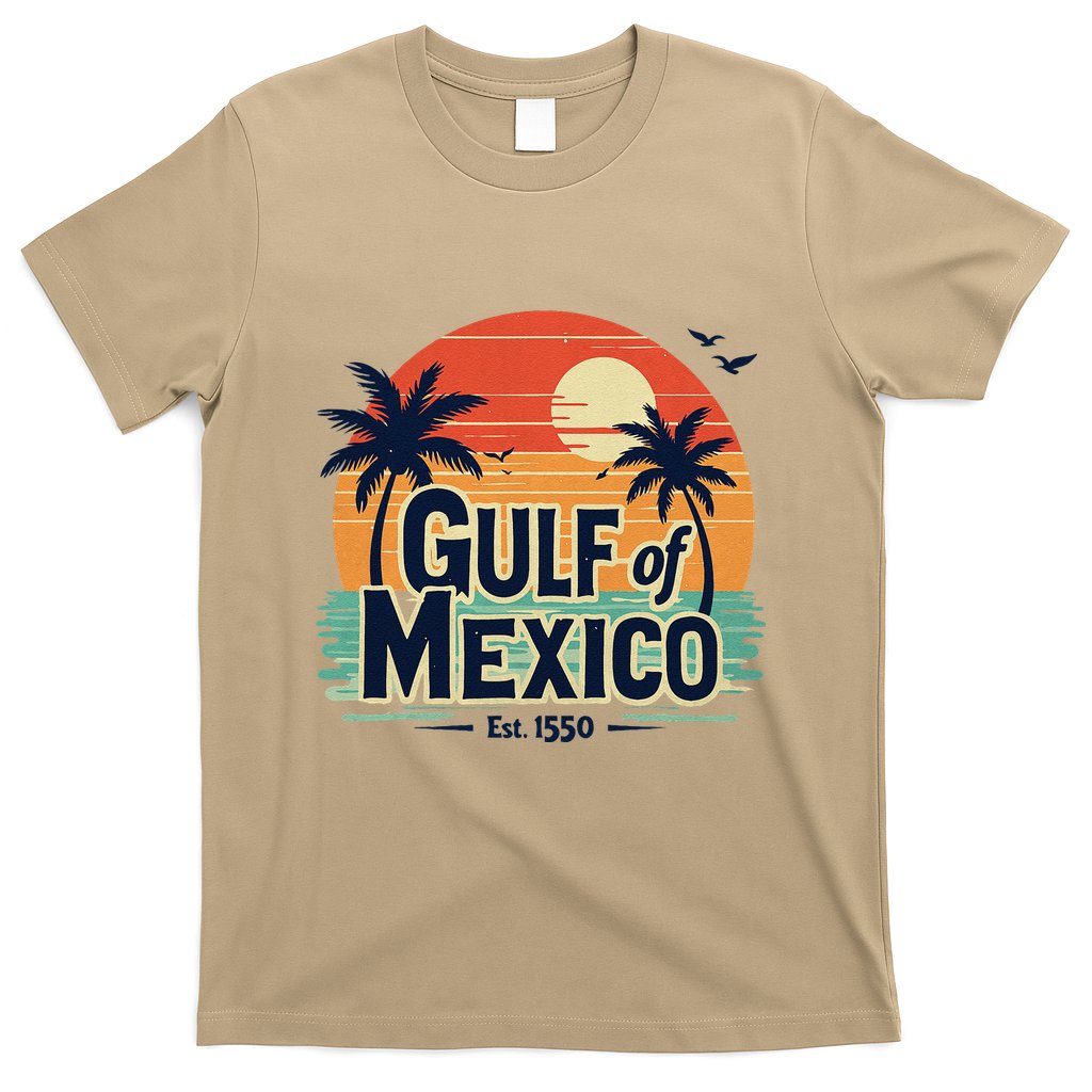 Vintage Gulf Of Mexico Palm Trees Ocean Sunset Coastal Retro T-Shirt