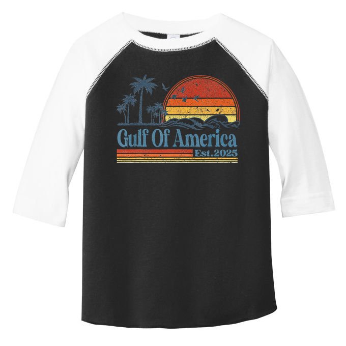 Vintage Gulf Of Us America Est 2025 Retro Beach Toddler Fine Jersey T-Shirt