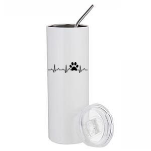 Veterinarian Gift Paw Print Heartbeat Vet Tech Gift Stainless Steel Tumbler