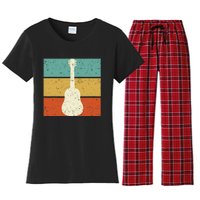 Vintage Guitar Player Design Guitarist I Acoustic Guitar Women's Flannel Pajama Set