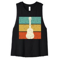 Vintage Guitar Player Design Guitarist I Acoustic Guitar Women's Racerback Cropped Tank