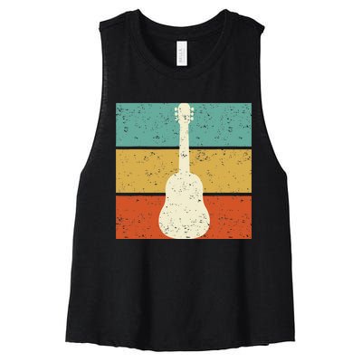 Vintage Guitar Player Design Guitarist I Acoustic Guitar Women's Racerback Cropped Tank