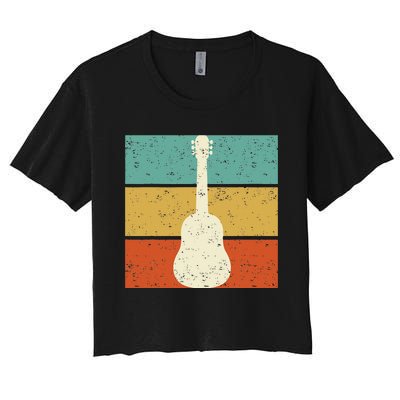 Vintage Guitar Player Design Guitarist I Acoustic Guitar Women's Crop Top Tee