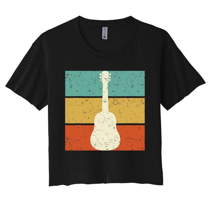 Vintage Guitar Player Design Guitarist I Acoustic Guitar Women's Crop Top Tee