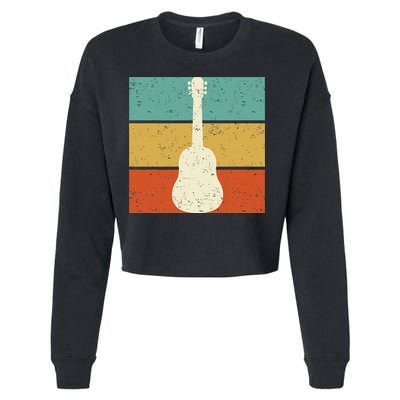 Vintage Guitar Player Design Guitarist I Acoustic Guitar Cropped Pullover Crew