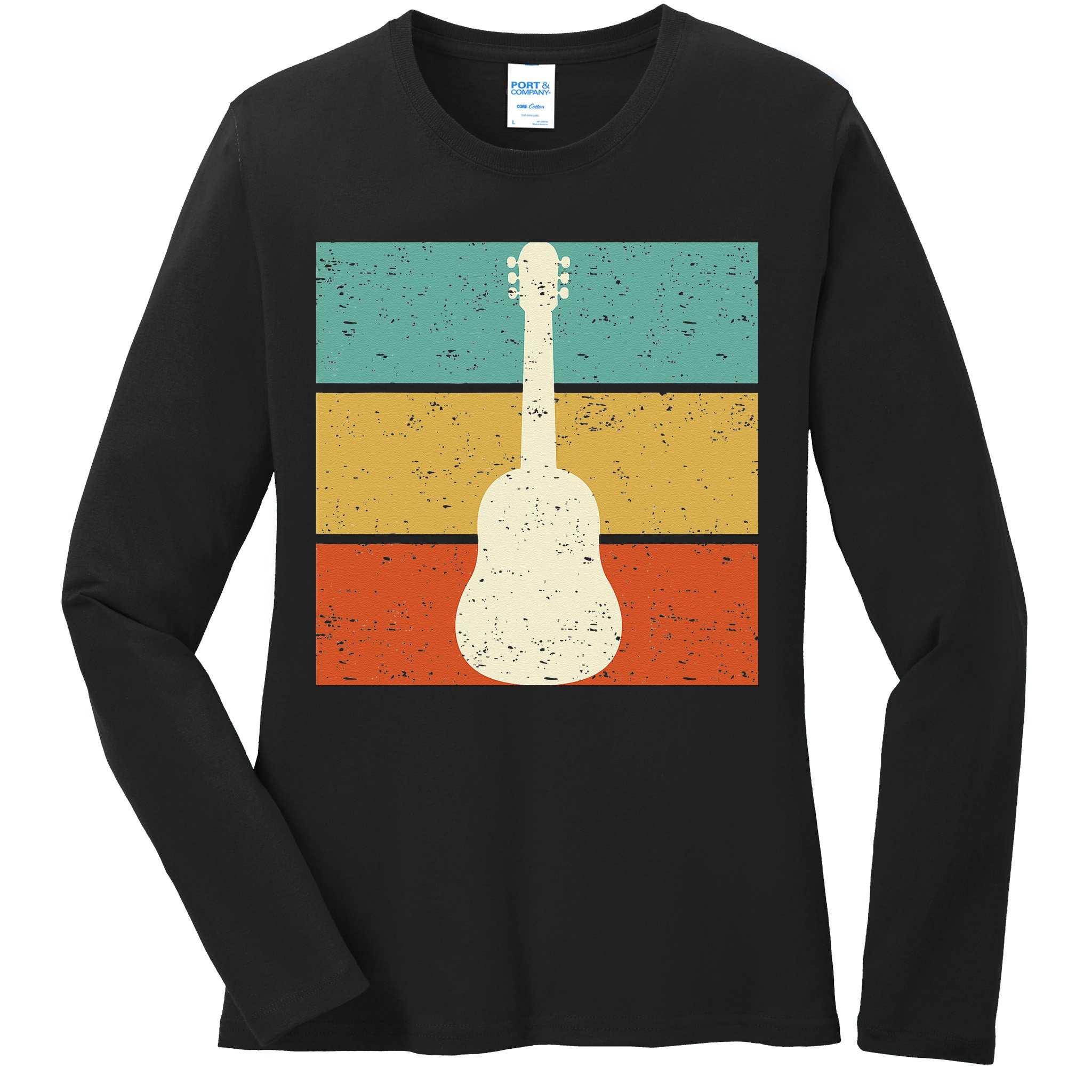 Vintage Guitar Player Design Guitarist I Acoustic Guitar Ladies Long Sleeve Shirt
