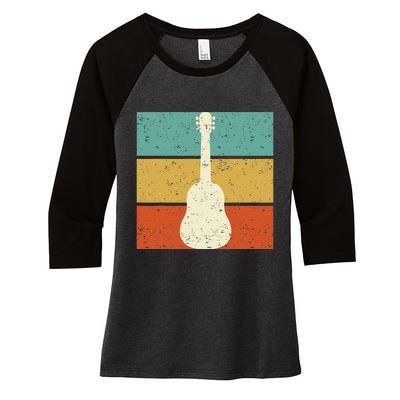 Vintage Guitar Player Design Guitarist I Acoustic Guitar Women's Tri-Blend 3/4-Sleeve Raglan Shirt