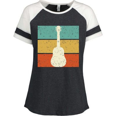 Vintage Guitar Player Design Guitarist I Acoustic Guitar Enza Ladies Jersey Colorblock Tee