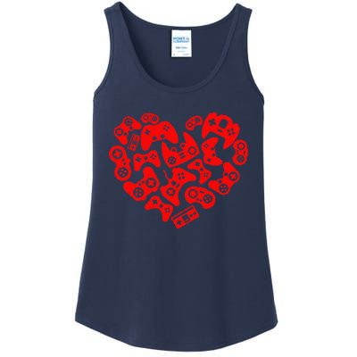 Video Game Player Heart Of Controllers Valentine's Day Gamer Ladies Essential Tank