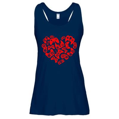 Video Game Player Heart Of Controllers Valentine's Day Gamer Ladies Essential Flowy Tank