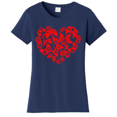 Video Game Player Heart Of Controllers Valentine's Day Gamer Women's T-Shirt