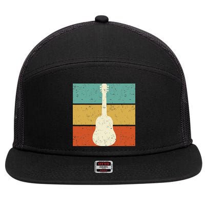 Vintage Guitar Player Design Guitarist I Acoustic Guitar 7 Panel Mesh Trucker Snapback Hat