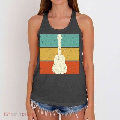 Vintage Guitar Player Design Guitarist I Acoustic Guitar Women's Knotted Racerback Tank