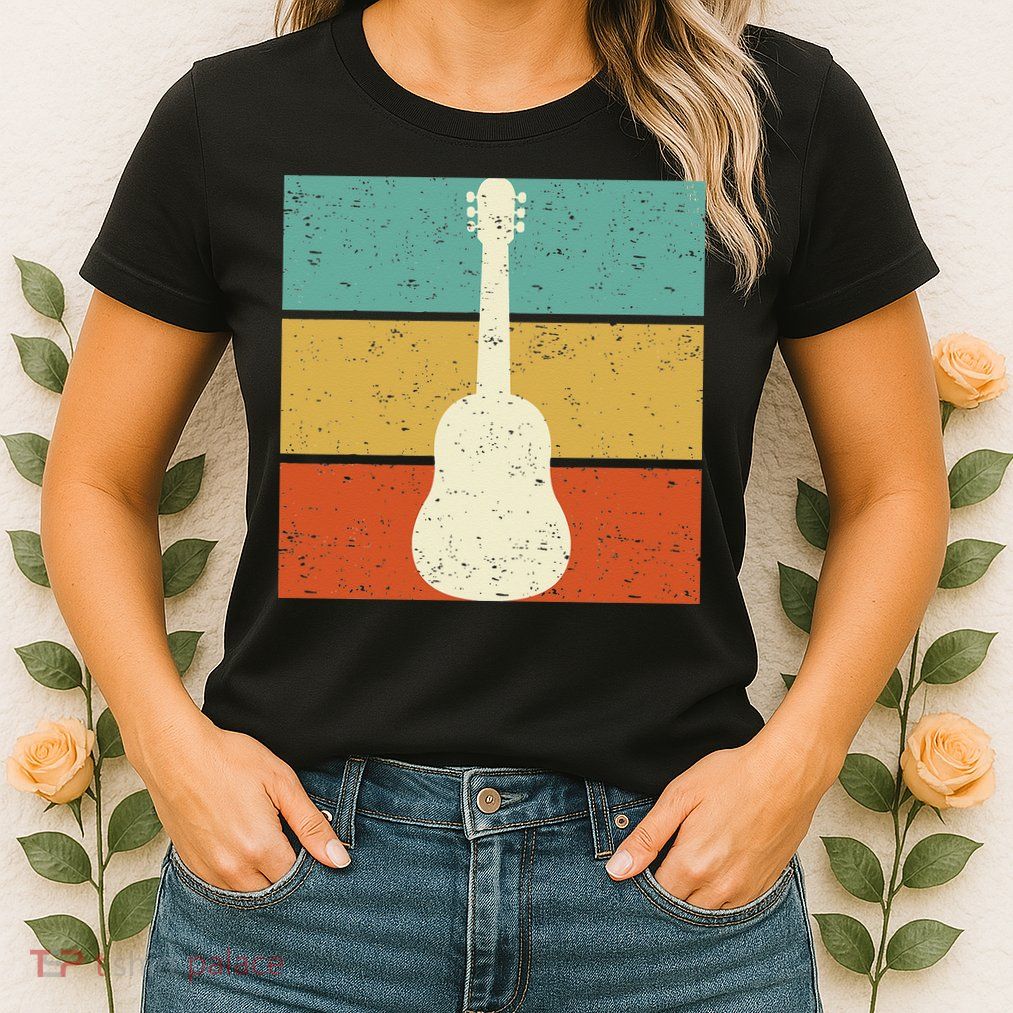 Vintage Guitar Player Design Guitarist I Acoustic Guitar Womens T-Shirt