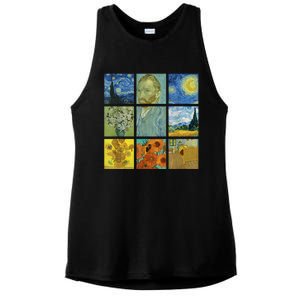 Van Gogh Paintings Sunflowers Starry Night Ladies PosiCharge Tri-Blend Wicking Tank